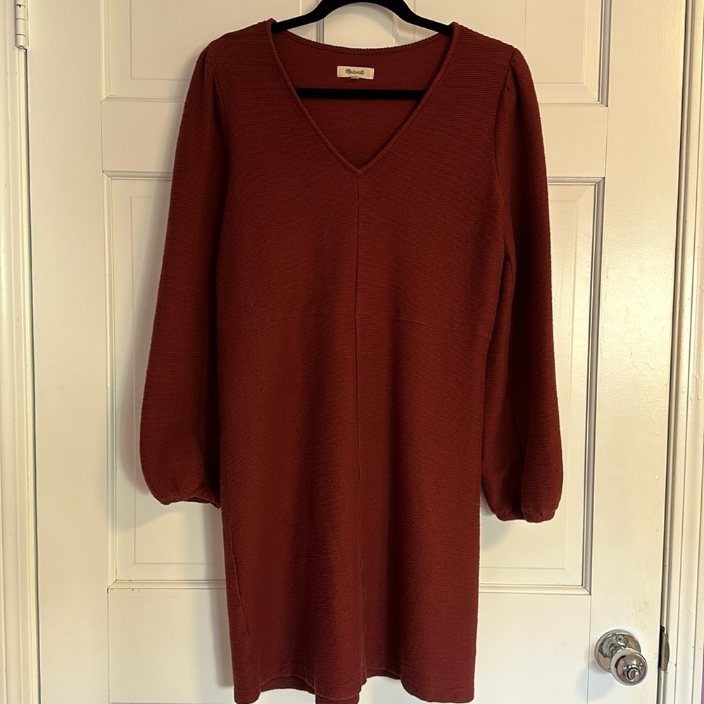 Madewell Cotton Autumn Texture and Thread Dress Size XL Dusty Burgundy